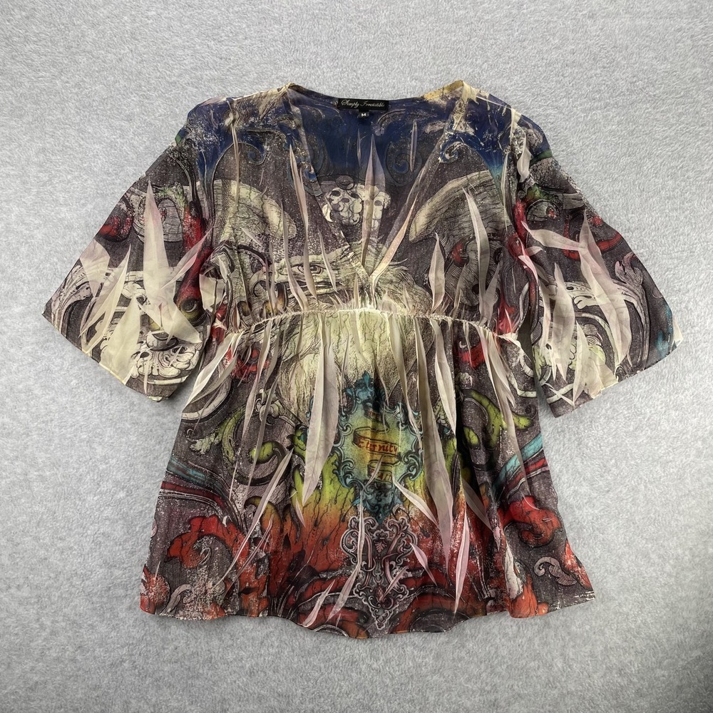 Simply Irresistible Sheer Medium Empire Waist Top Y2K Forest Fairy Boho Festival